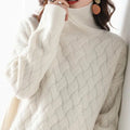 Rollkragenpullover Damen mit Zopfmuster