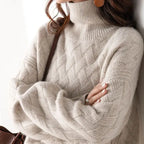 Rollkragenpullover Damen mit Zopfmuster