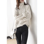 Rollkragenpullover Damen mit Zopfmuster