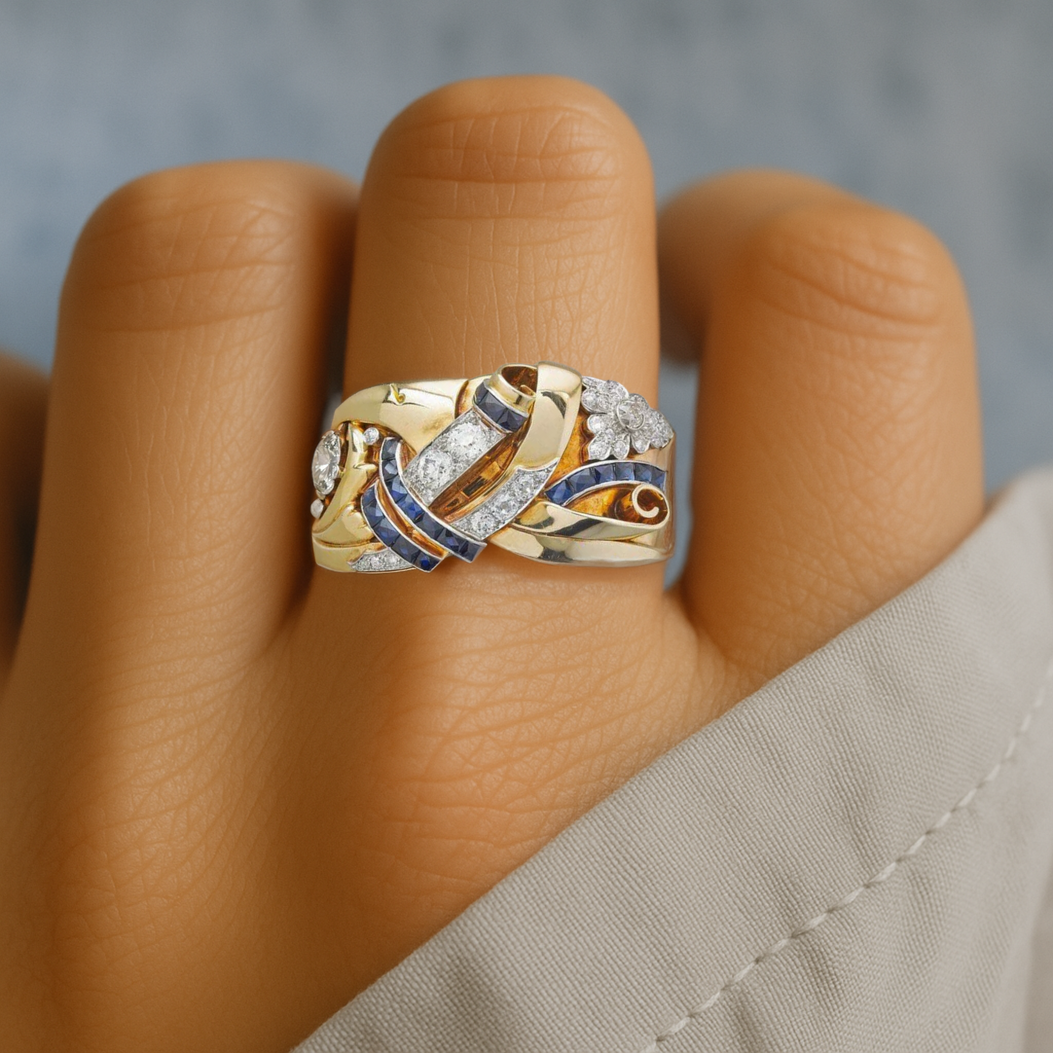 Goldener Vintage Zirkoniaring