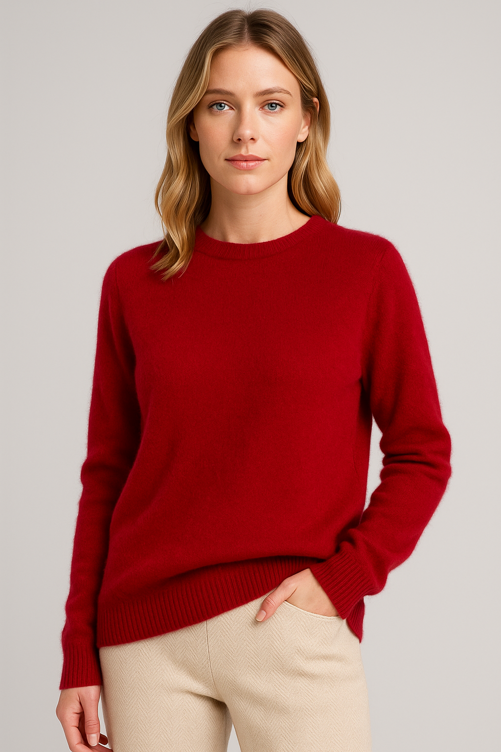 Sophia | Damen Kaschmir Pullover mit Rundhalsausschnitt
