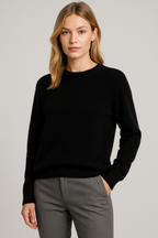 Sophia | Damen Kaschmir Pullover mit Rundhalsausschnitt