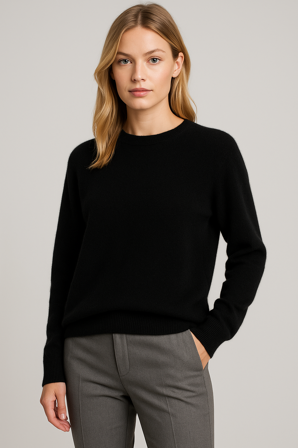 Sophia | Damen Kaschmir Pullover mit Rundhalsausschnitt