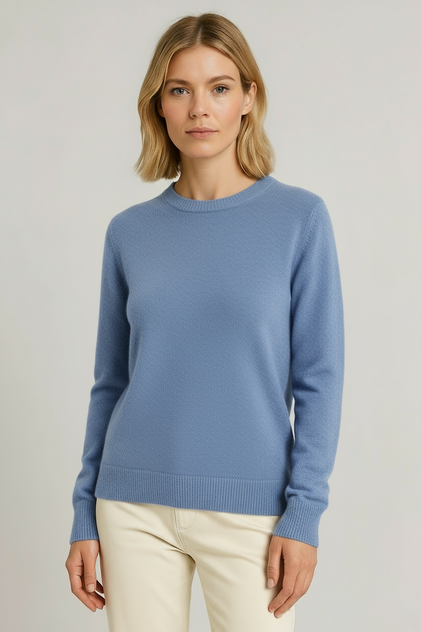 Sophia | Damen Kaschmir Pullover mit Rundhalsausschnitt