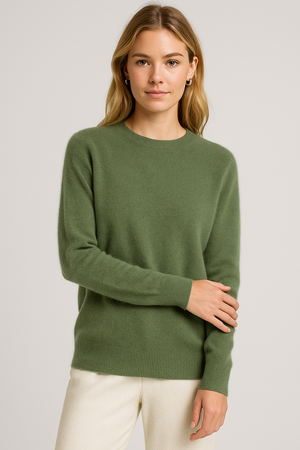 Sophia | Damen Kaschmir Pullover mit Rundhalsausschnitt