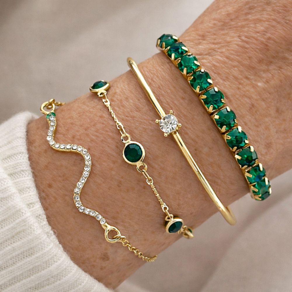 Grüne Edelstein Armband Set