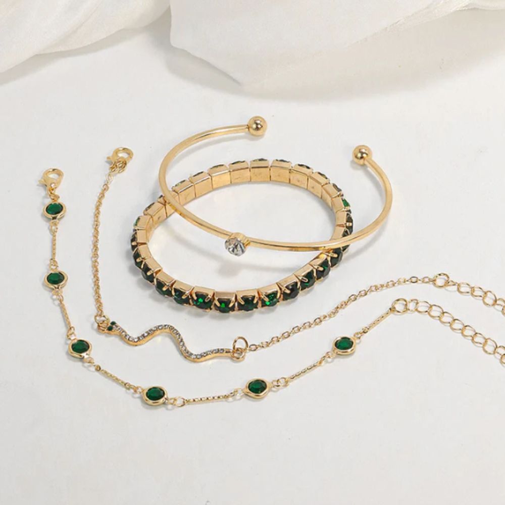 Grüne Edelstein Armband Set