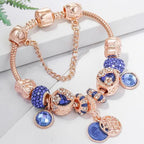 Armband in Rosa Silber mit Blauem Kristall