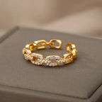 Vergoldeter Kettenlink Kristall Ring