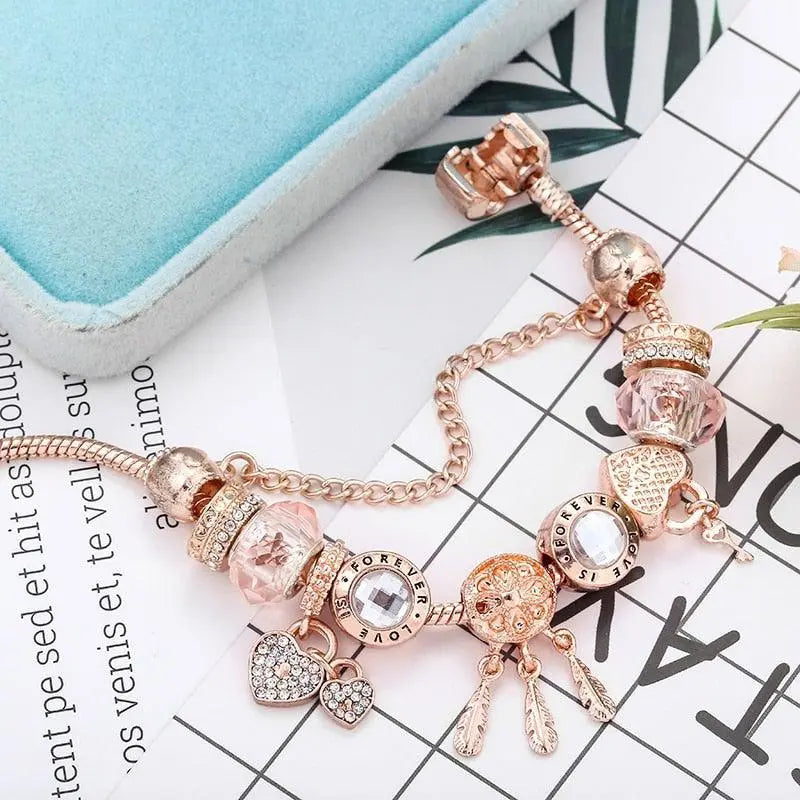Armband Rosentraumfänger mit Anhängern aus Sterlingsilber inklusive