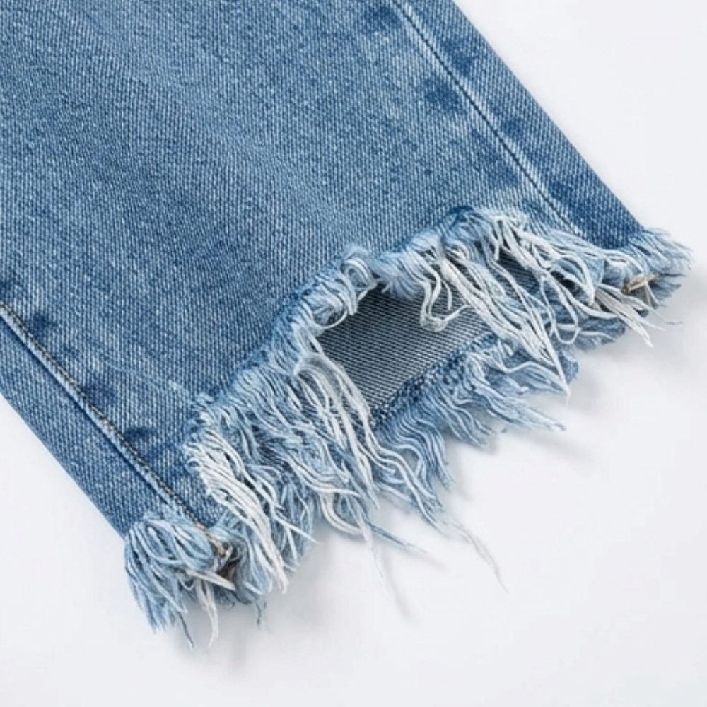 Mia | Straight Jeans Damen mit Fransensaum