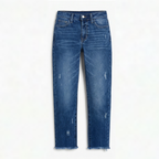 Mia | Straight Jeans Damen mit Fransensaum