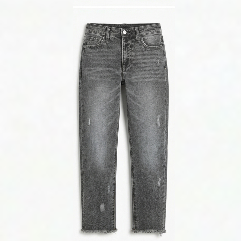 Mia | Straight Jeans Damen mit Fransensaum