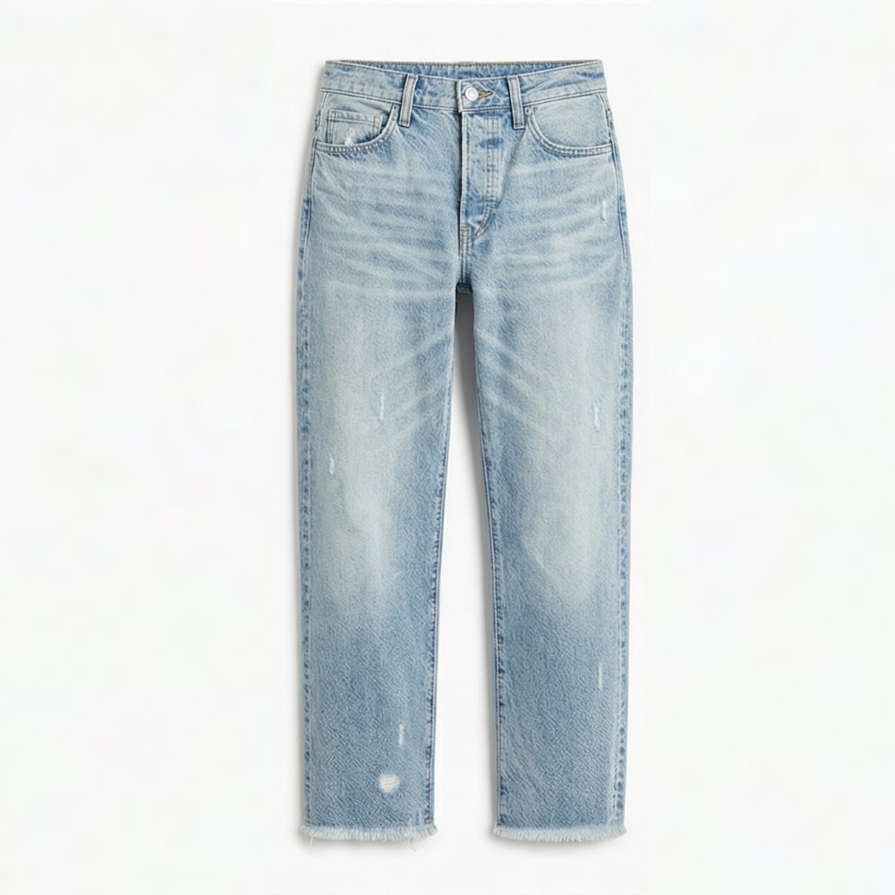 Mia | Straight Jeans Damen mit Fransensaum