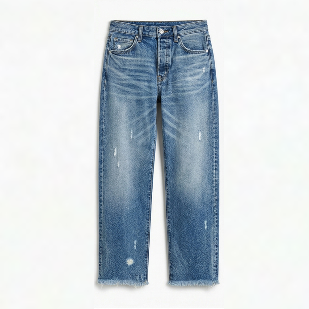 Mia | Straight Jeans Damen mit Fransensaum