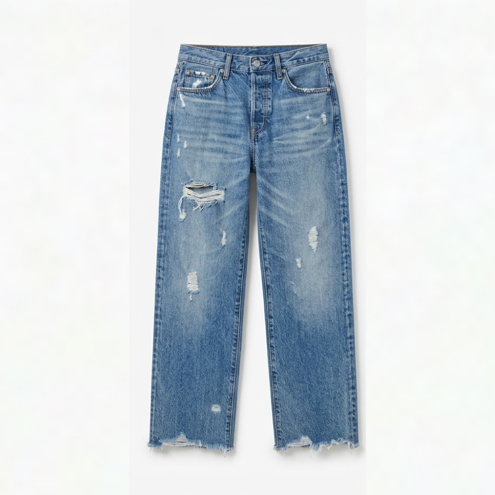 Mia | Straight Jeans Damen mit Fransensaum