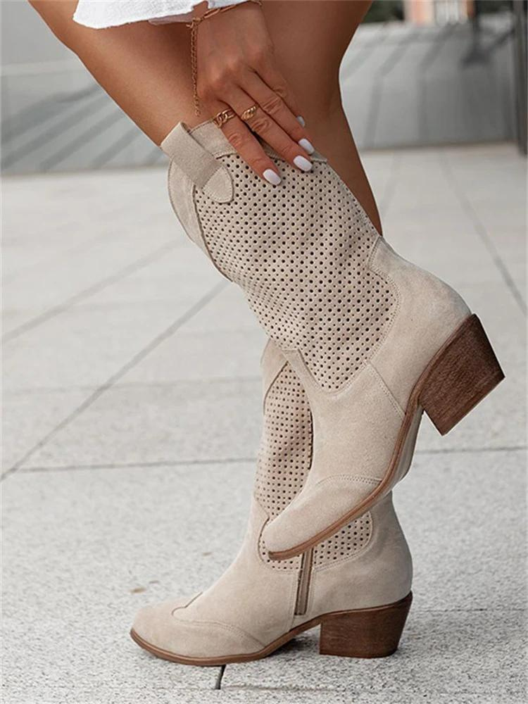 Ella | Damen Cowboy Stiefel Kniehoch