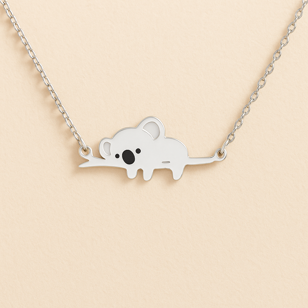 Silberne Koala Halskette