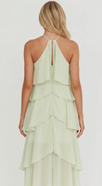 Livia – Geblümtes Neckholder-Maxikleid mit Rüschen