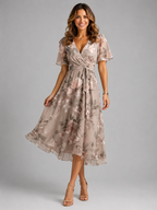 Mira – Damen Sommer-Midikleid mit V-Ausschnitt