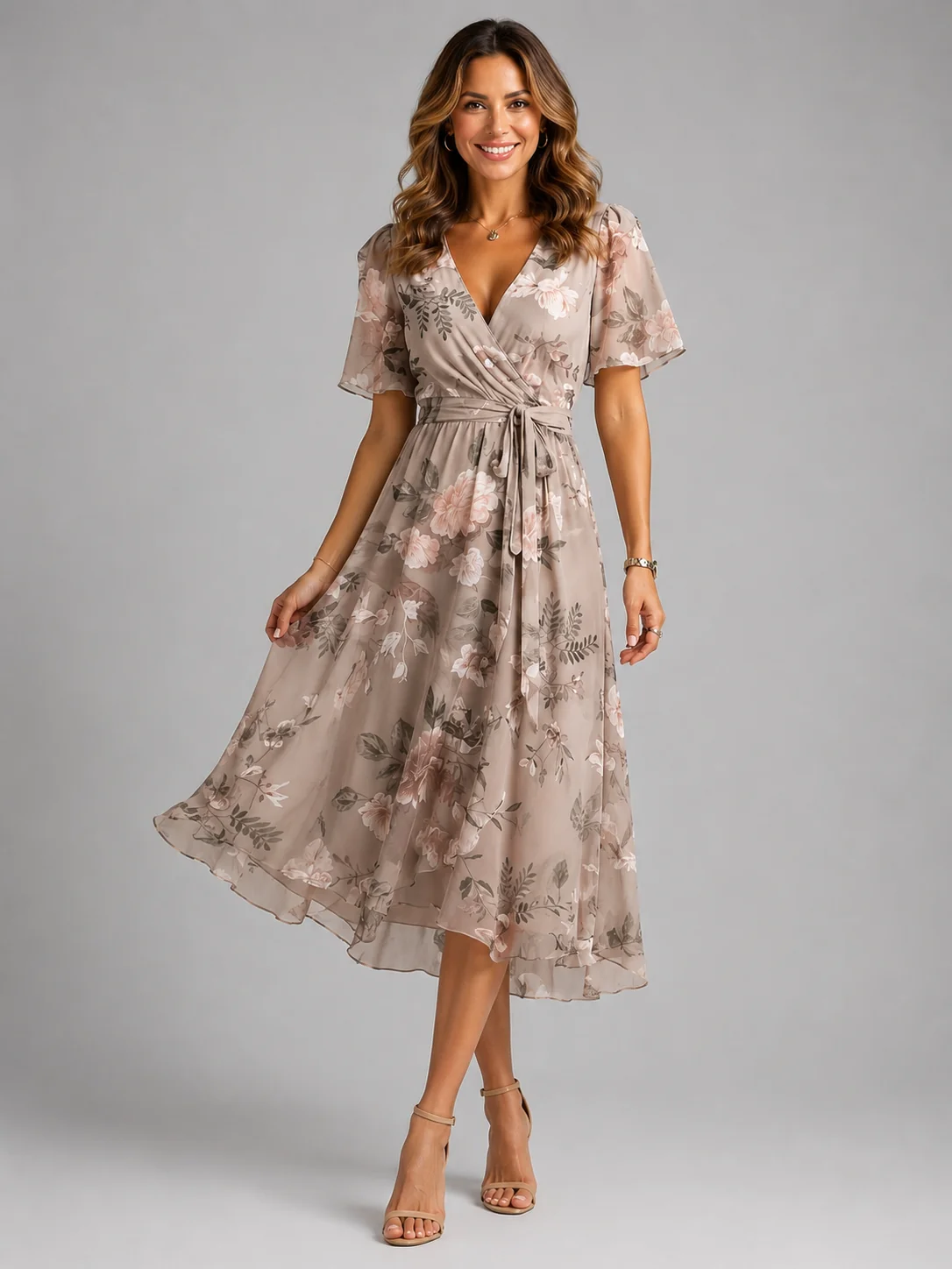 Mira – Damen Sommer-Midikleid mit V-Ausschnitt