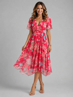 Mira – Damen Sommer-Midikleid mit V-Ausschnitt