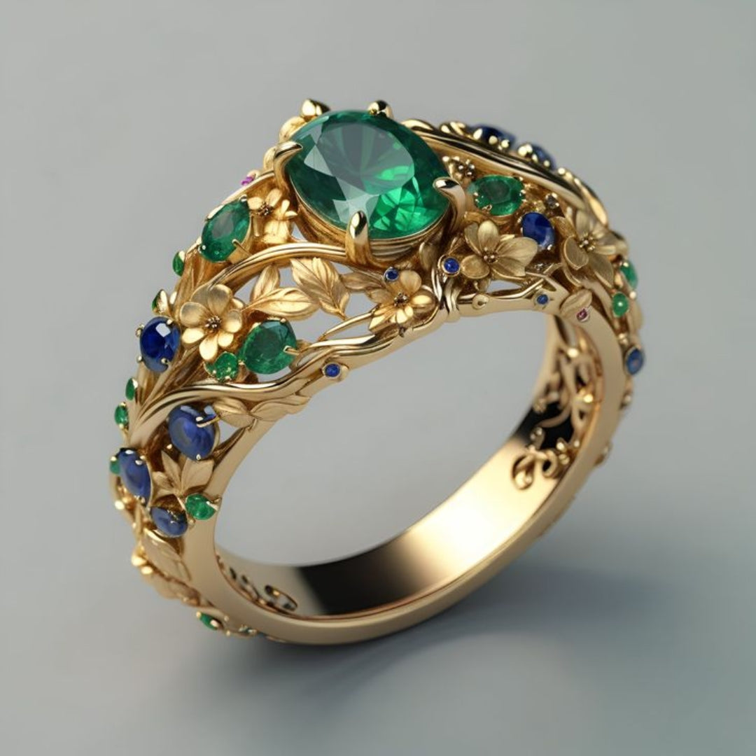 Eleganter Smaragd & Saphir Luxusring