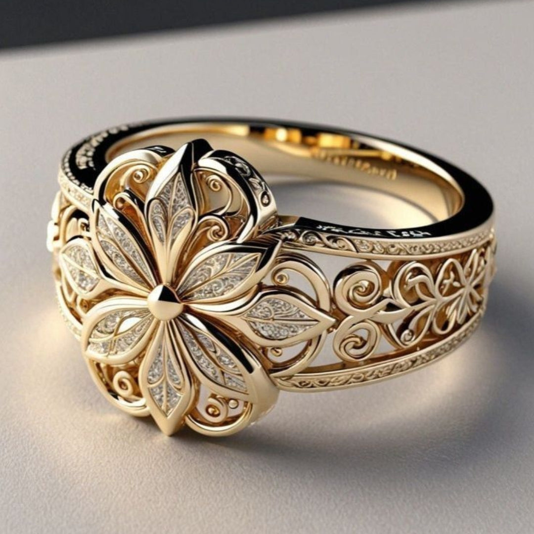 Exotischer Floraler Zirkonia Goldring