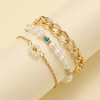 Set aus Gänseblümchen Perlenarmbändern