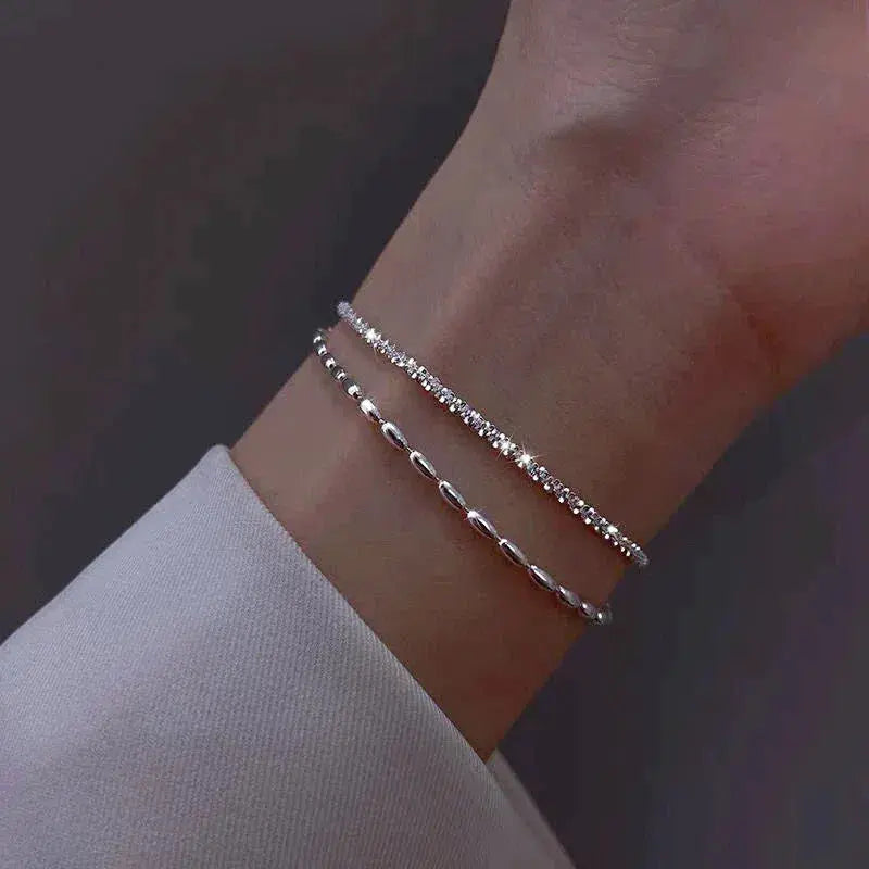 Elegantes Silberarmband Set mit Zirkonia Steinen