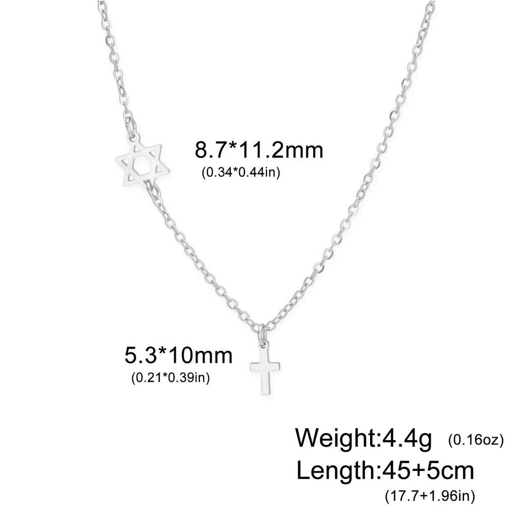 Heiliger Stern und Kreuz Anhänger Halskette