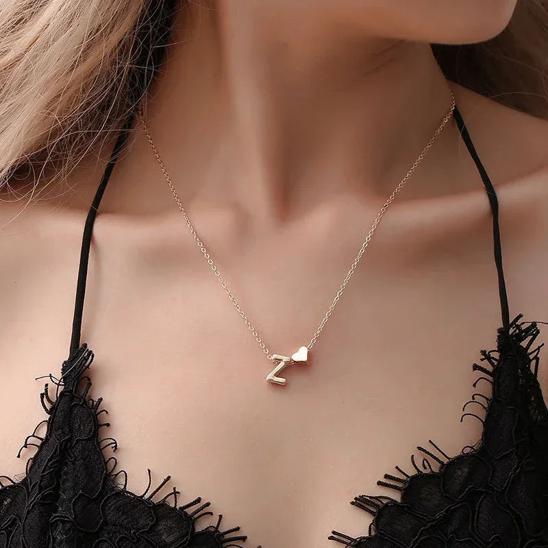 Elegante Gold Herz Initialen Halskette