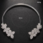 Elegante Blumen Kristall Halskette