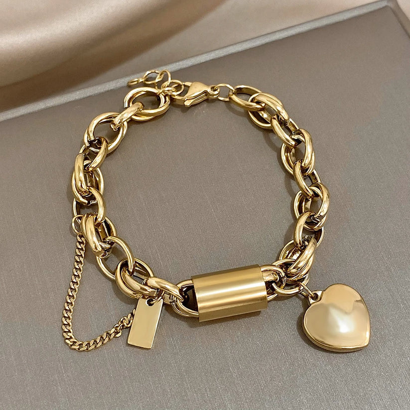 Zeitloses Goldenes Herz Armband, Massiv