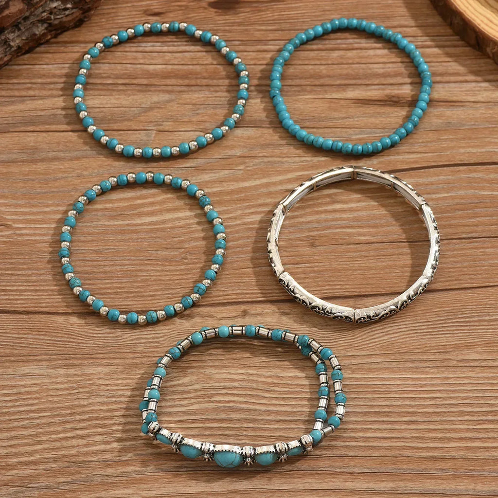 Bohème Türkis Perlenarmband Set