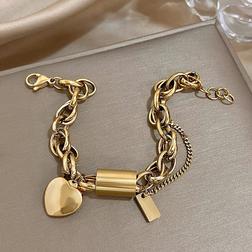 Zeitloses Goldenes Herz Armband, Massiv