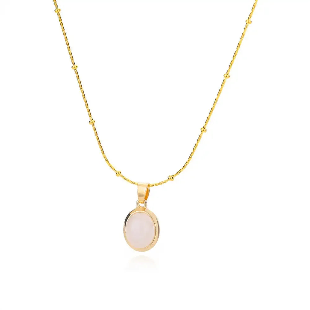 Schicke Goldene Edelstahl Halskette mit Wassertropf Opal Anhänger