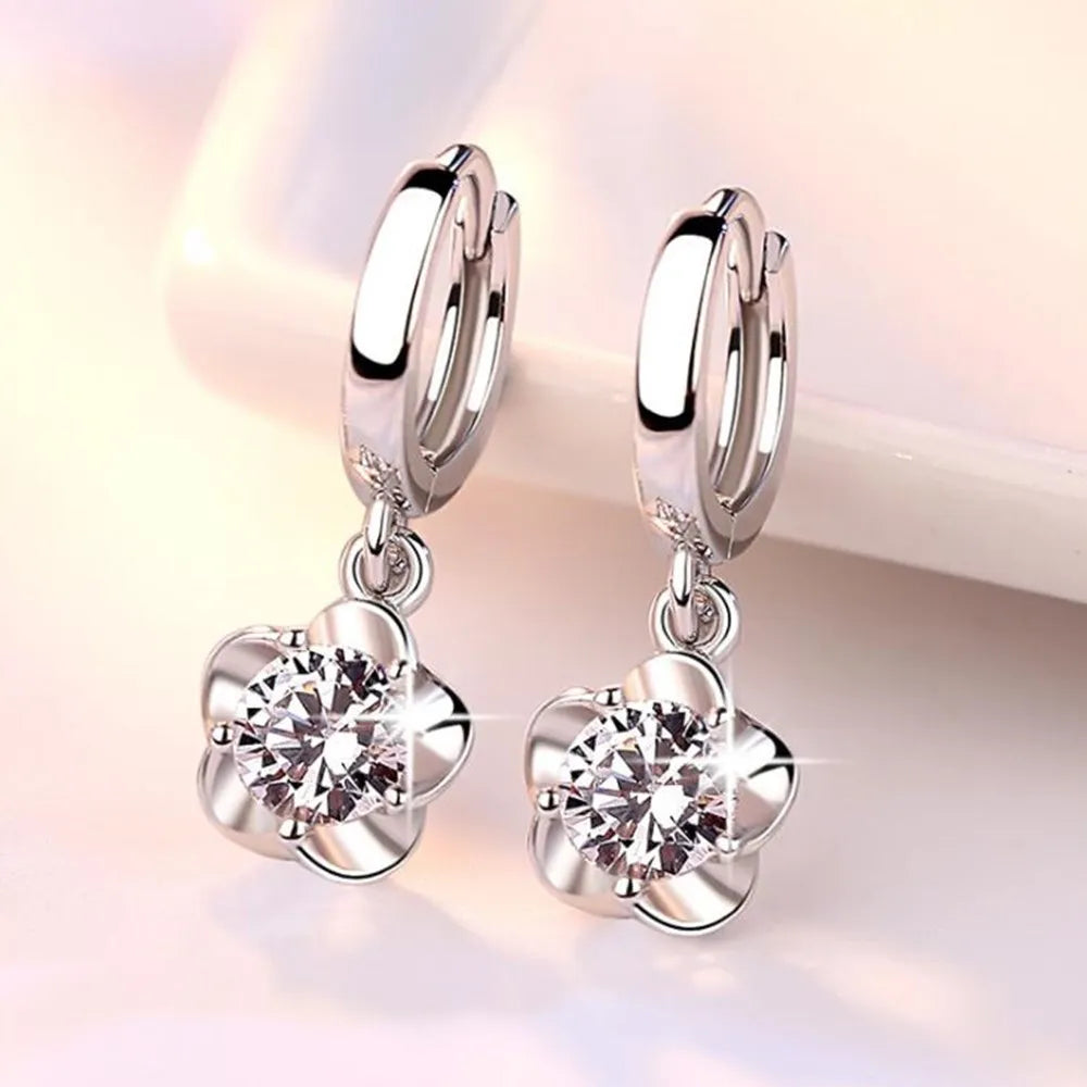 Sterlingsilber Ohrringe mit Lila und Weißen Zirkonia