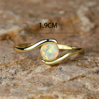 Zeitloser Rundes Regenbogen Weißer Feueropal Ring