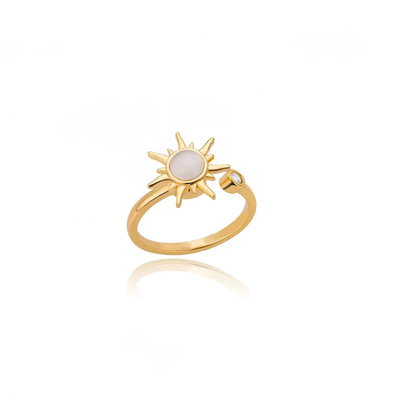 Vintage Edelstahl Drehbarer Sonnenopal Ring