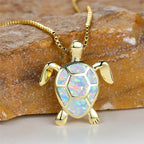 Vintage Goldene Halskette mit Grünem Feueropal Schildkröten Anhänger
