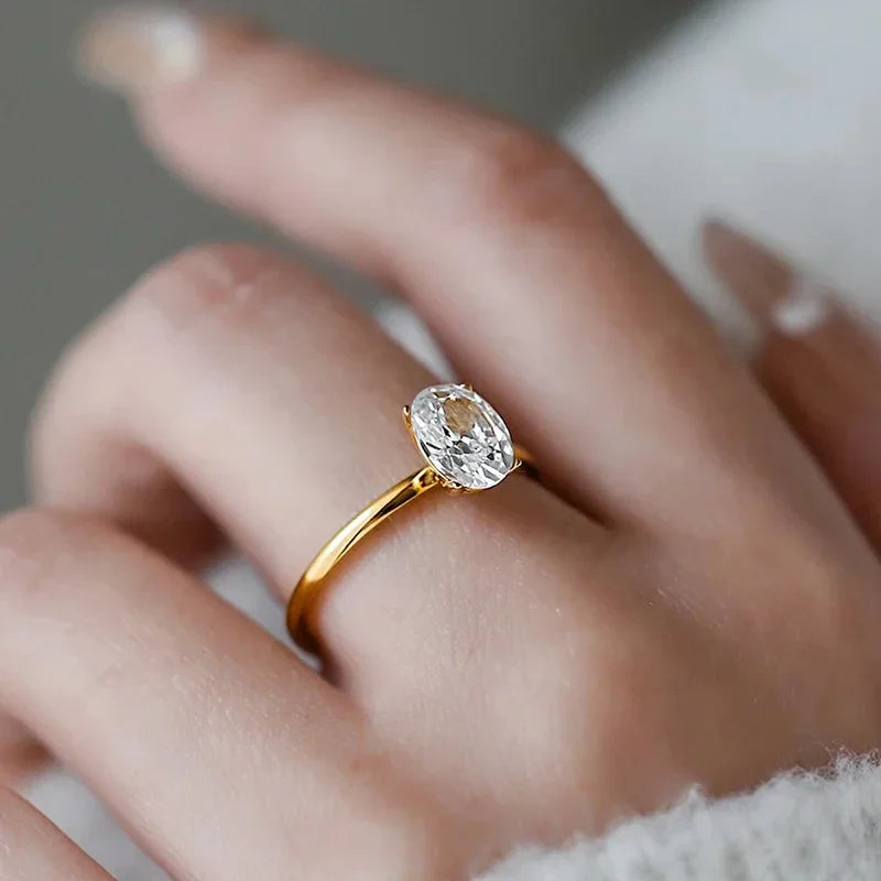 Eleganter Ovaler Kristall Versprechensring