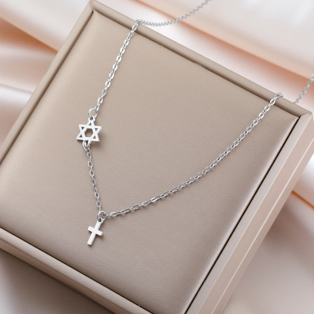 Heiliger Stern und Kreuz Anhänger Halskette