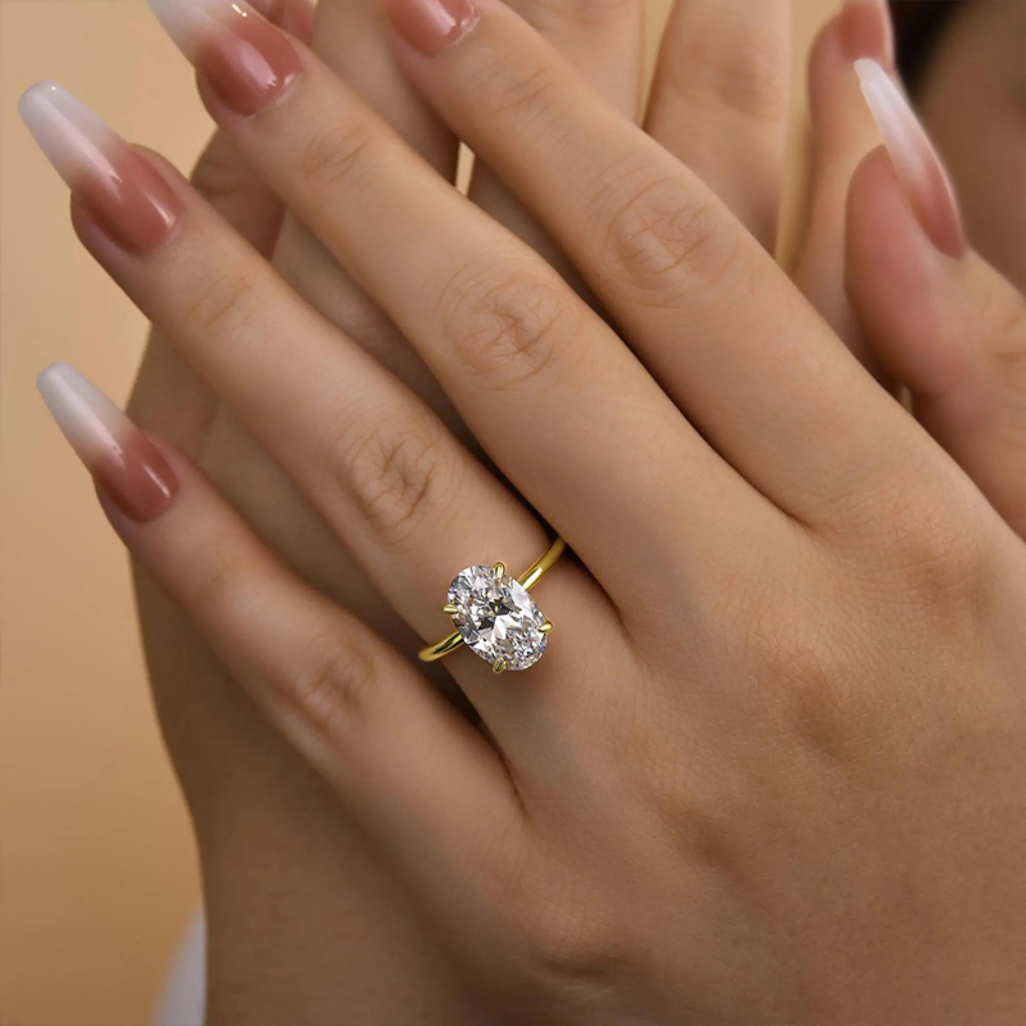 Eleganter Ovaler Kristall Versprechensring