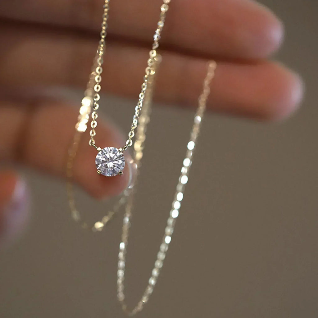 Sterlingsilber 18K Goldbeschichtete Zirkonia Halskette