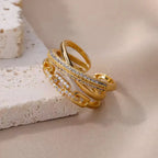 Goldener Kettenlink Kristall Ring