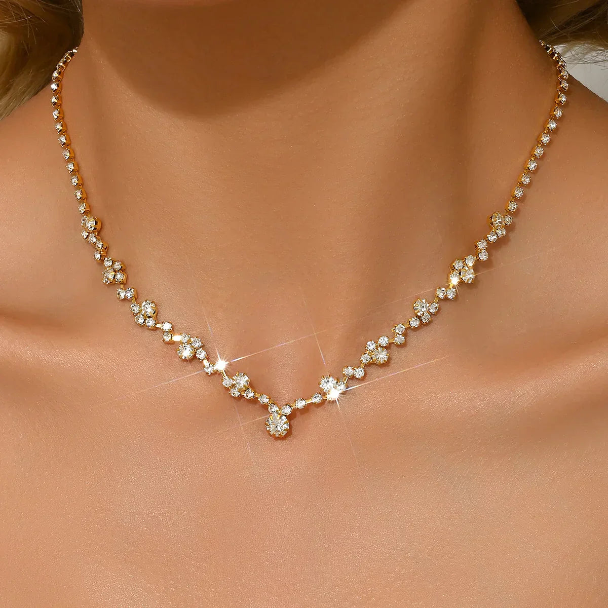 Elegante Diamant Braut Halskette