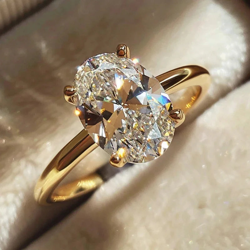 Eleganter Ovaler Kristall Versprechensring