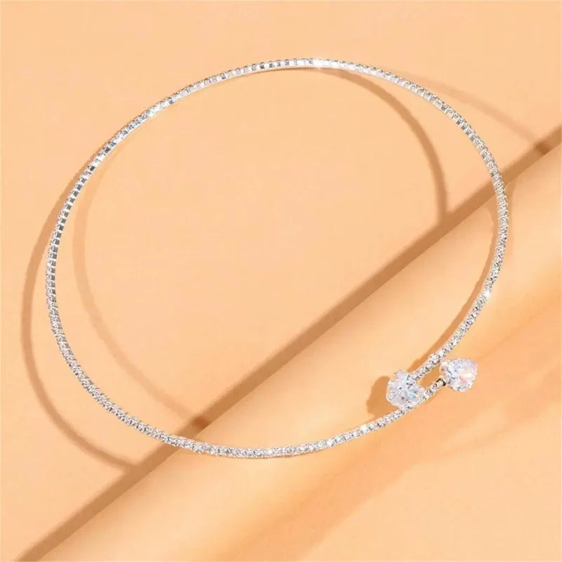 Kristall Herz Choker Halskette