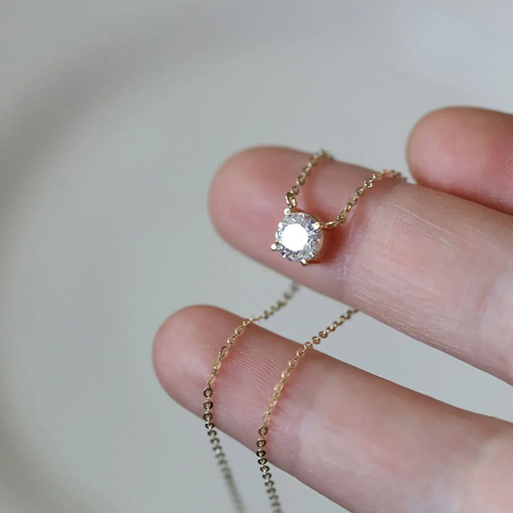 Sterlingsilber 18K Goldbeschichtete Zirkonia Halskette